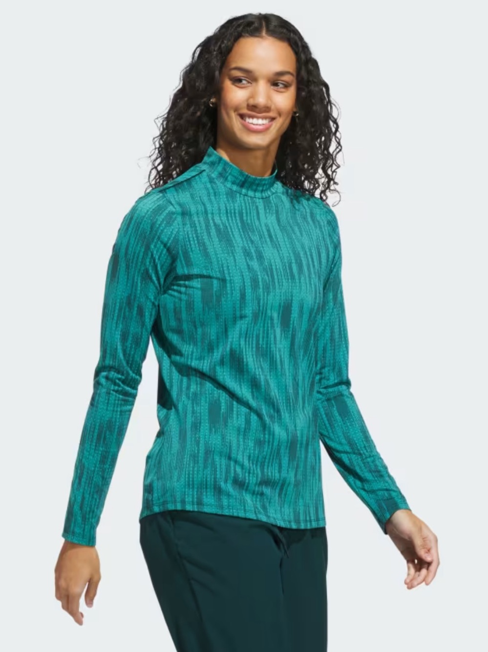Adidas Teal Long Sleeve Mock Neck Women's Top